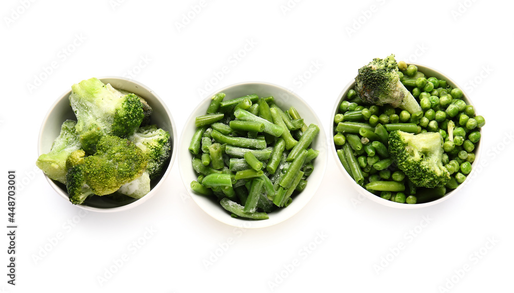 白底冷冻绿色蔬菜碗