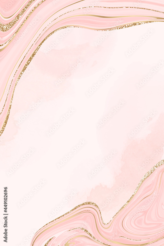 金色和粉红色流体图案背景矢量