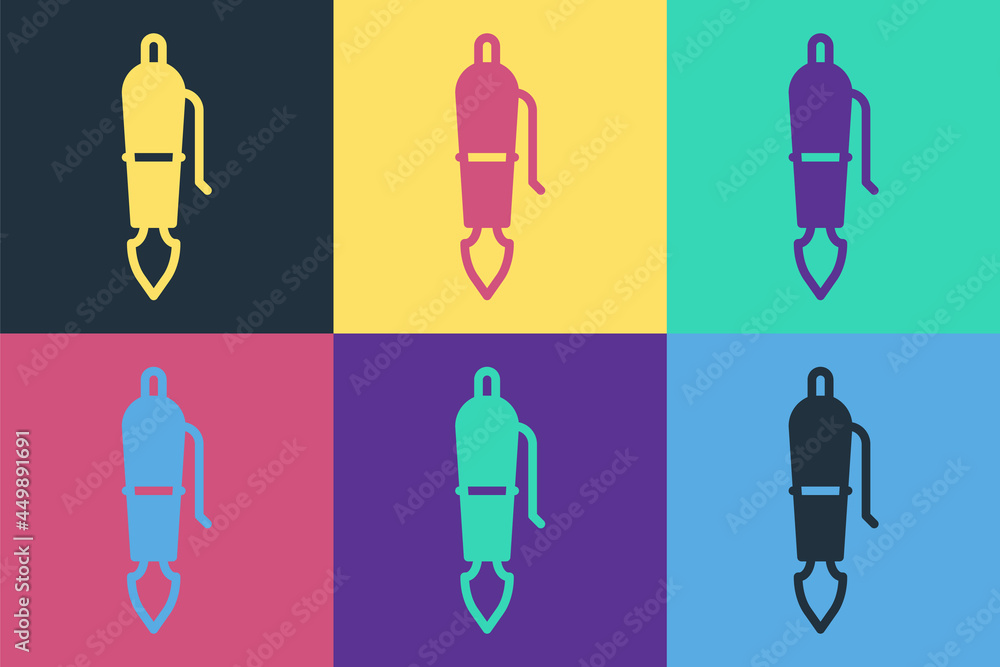 Pop art Fountain pen nib icon isolated on color background. Pen tool sign. Vector