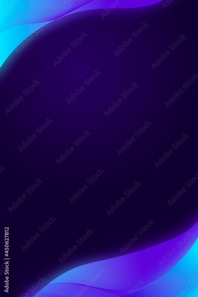 Neon blue gradient curve frame template vector