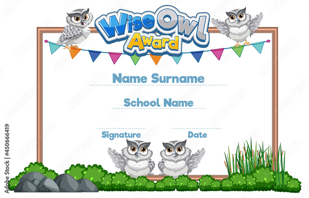 Diploma or certificate template for school kids