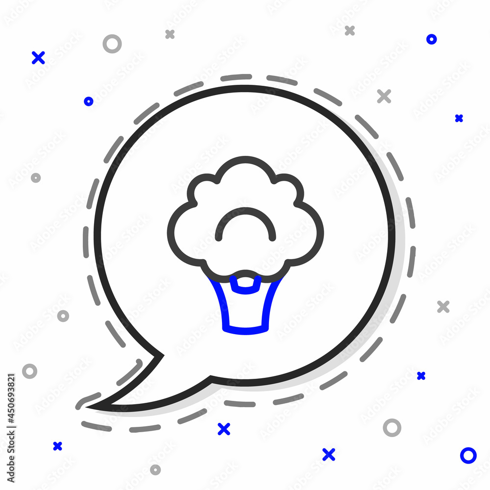 Line Broccoli icon isolated on white background. Colorful outline concept. Vector