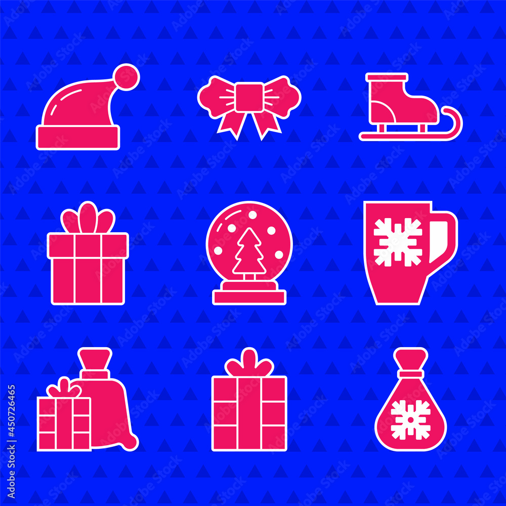 套装圣诞雪球，礼盒，圣诞老人包礼物，雪花咖啡杯，花样滑冰鞋