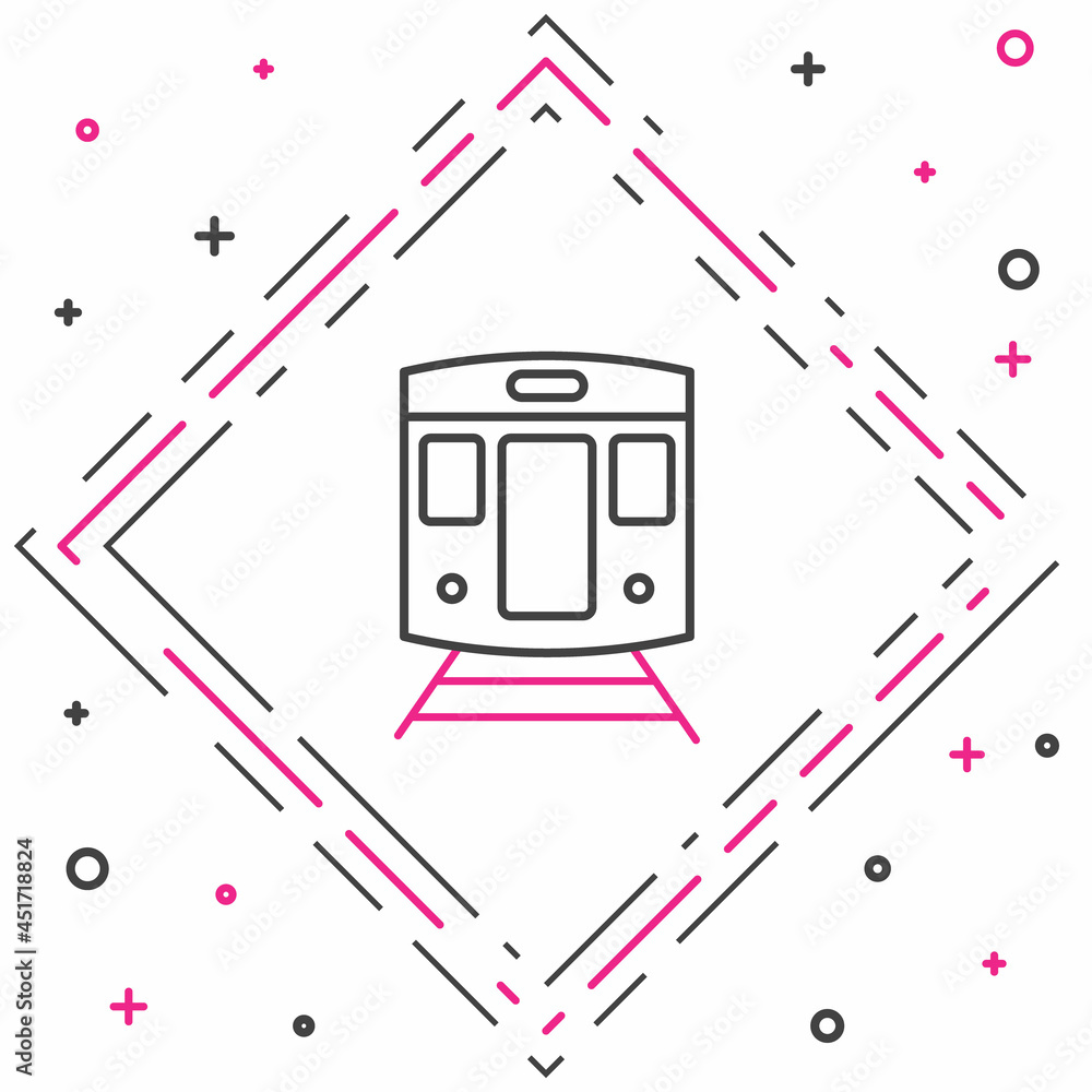 白色背景上隔离的线路列车和铁路图标。公共交通符号。地铁列车