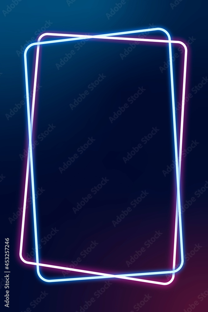 Glowing pink and blue neon frame vector