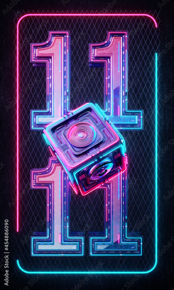 3D rendered neon light booth