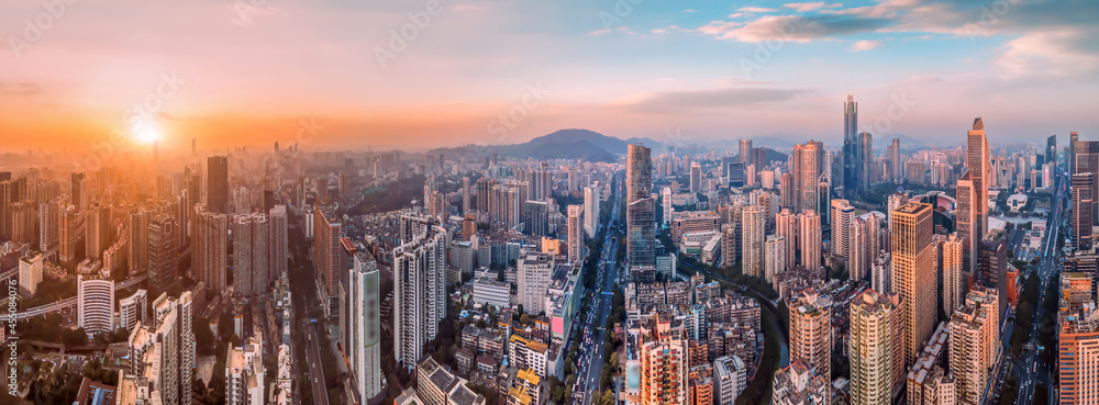 Aerial photography of Guangzhou city architecture skyline