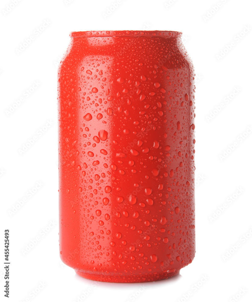 Can of soda on white background