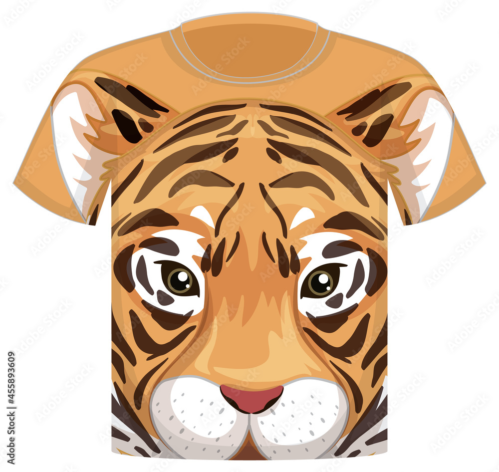 Front of t-shirt with tiger face pattern