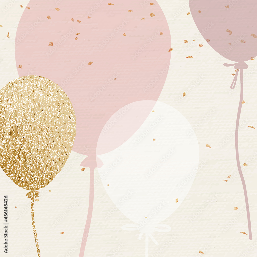 粉色和金色调的豪华气球矢量背景庆祝活动