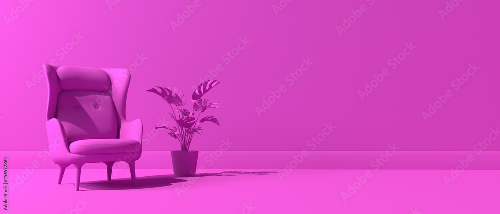 植物放松椅-单色最小主题-3D渲染