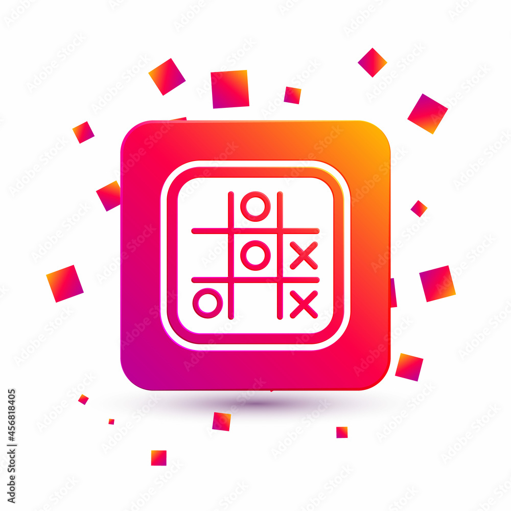 White Tic tac toe game icon isolated on white background. Square color button. Vector