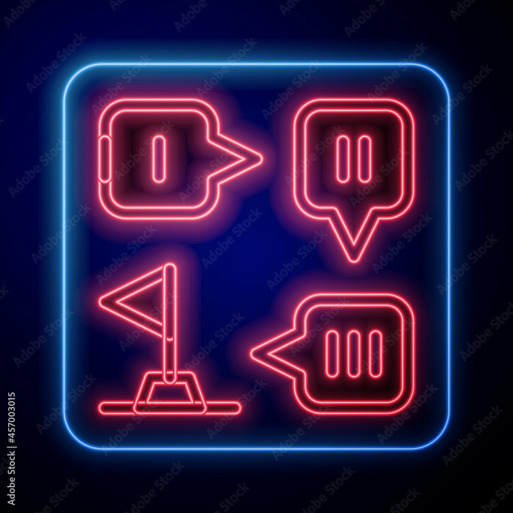 Glowing neon Planning strategy concept icon isolated on black background. Formation and tactic. Vect