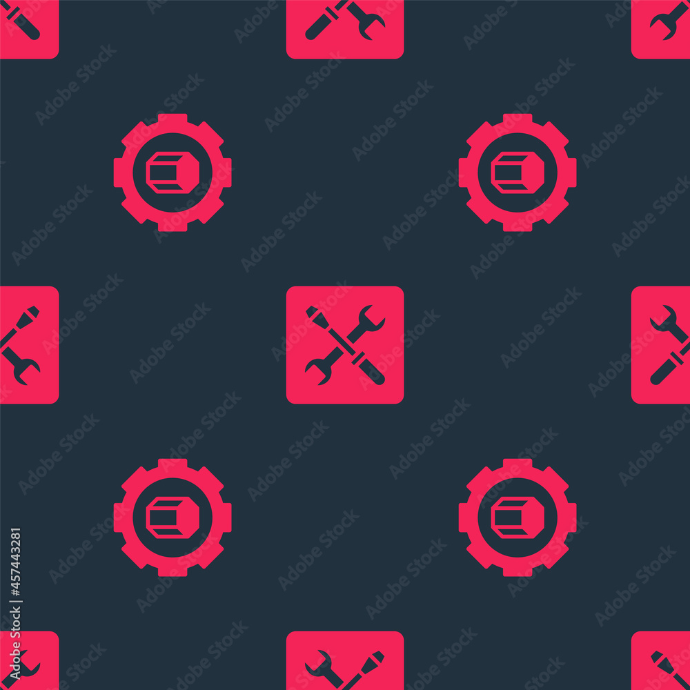 Set 3D printer setting and on seamless pattern. Vector
