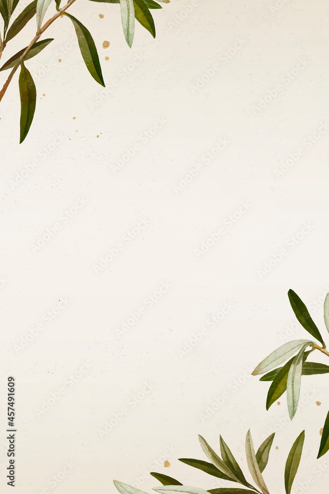 米色背景模板矢量上的橄榄枝图案