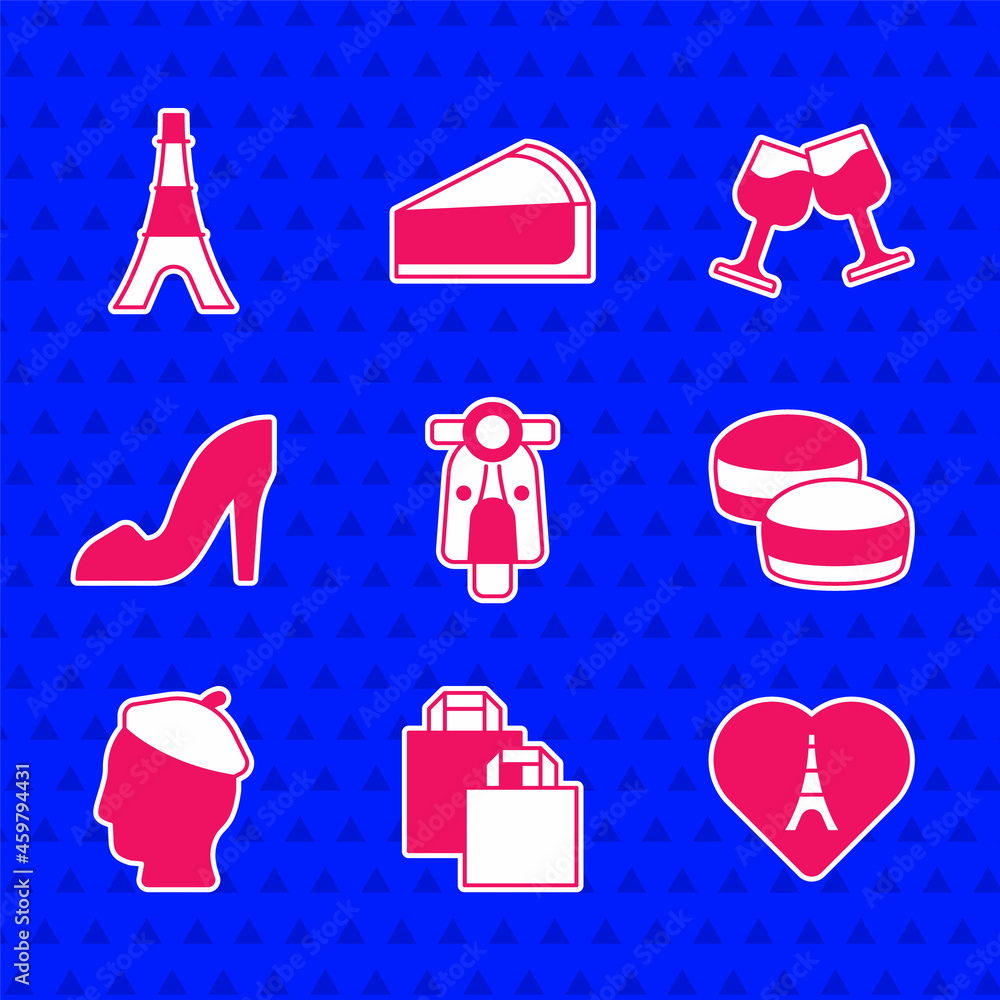 套装滑板车，纸质购物袋，带爱心的埃菲尔铁塔，马卡龙饼干，法国男人，女人鞋，无线网络