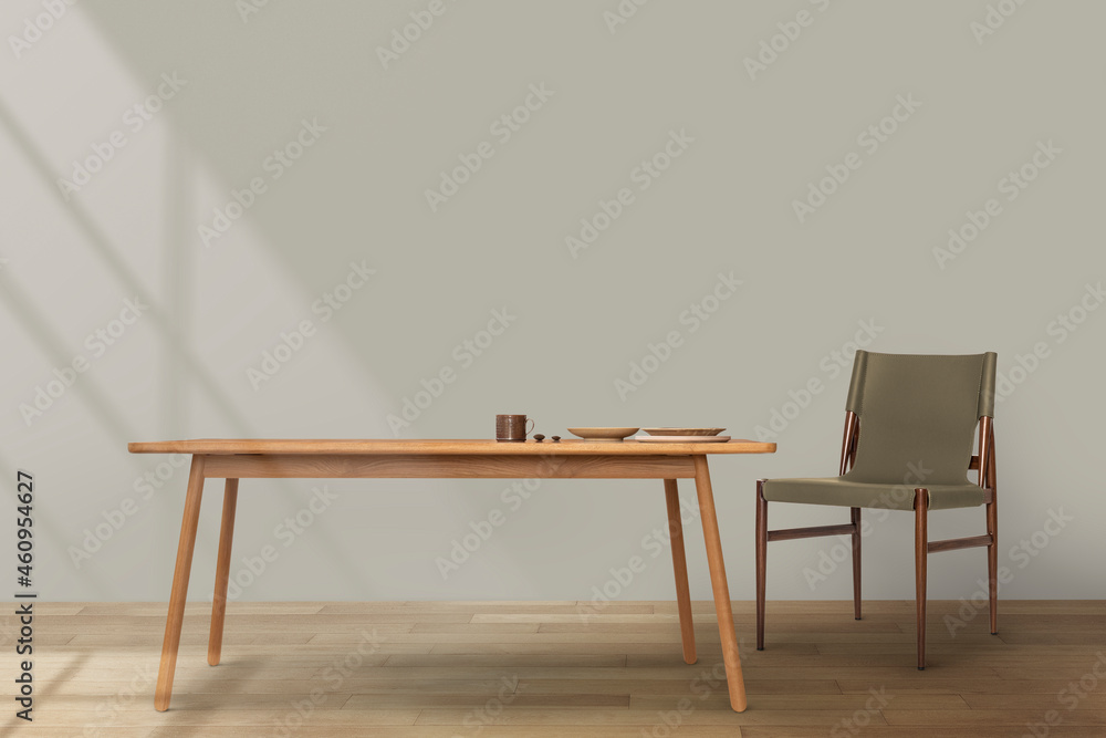 日式餐厅木质餐桌室内设计