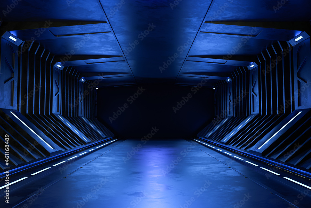 空荡荡的暗室，现代未来主义科幻背景。