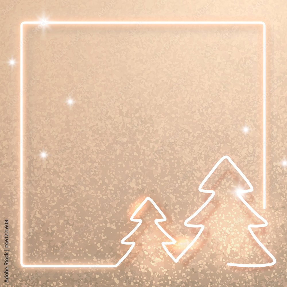 金色霓虹灯圣诞相框插图