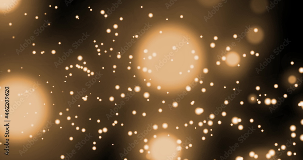 多个发光的金色光点在黑色背景上以催眠运动的图像