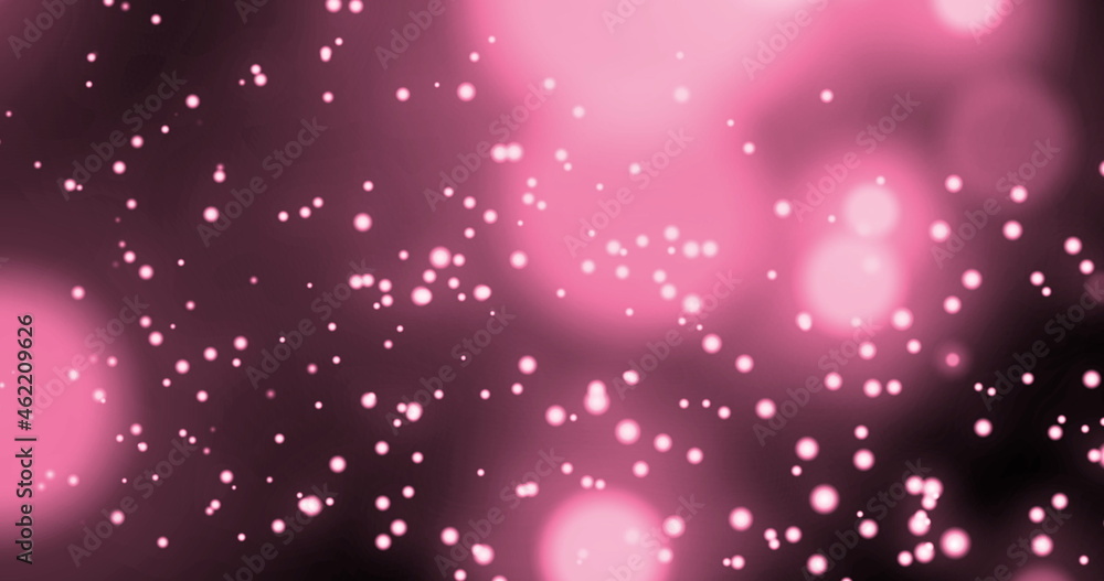 粉红色背景上多个发光的粉红色光点以催眠运动的方式移动的图像