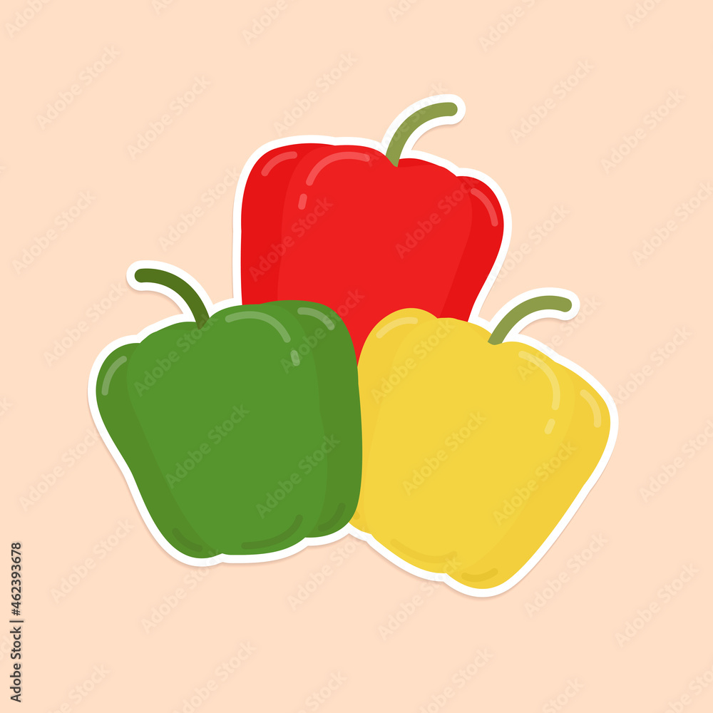 矢量彩色甜椒食品贴纸剪贴画
