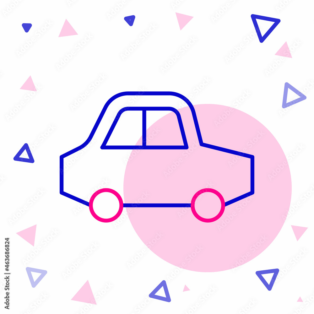 Line Toy car icon isolated on white background. Colorful outline concept. Vector
