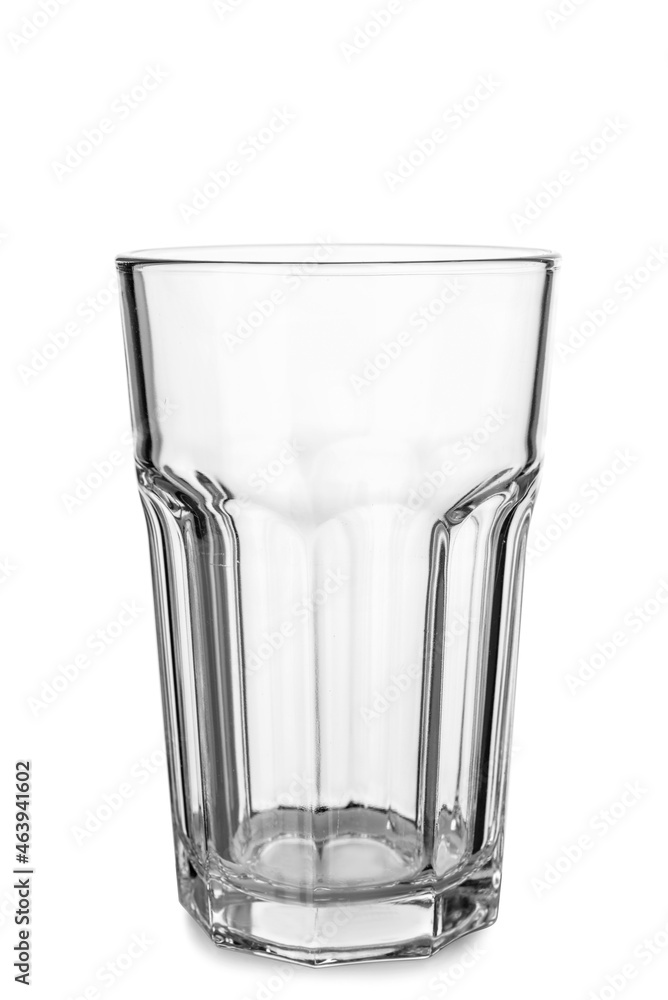 Stylish empty glass on white background