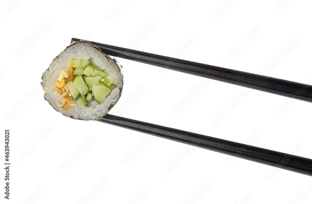 白底筷子配美味寿司卷