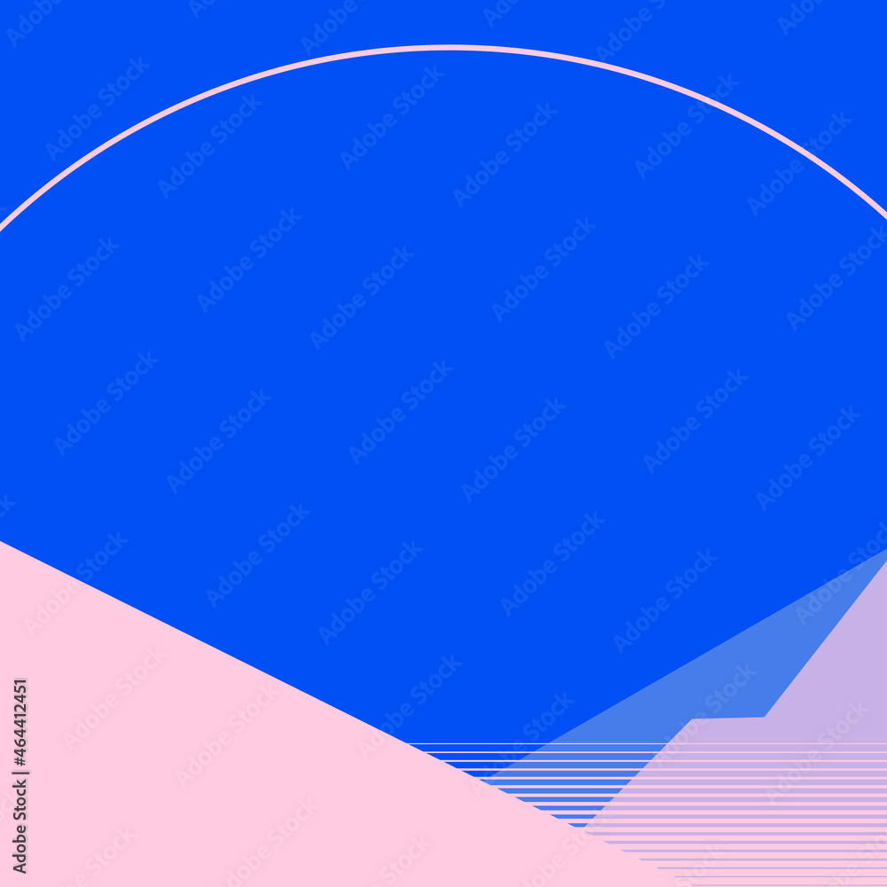 Minimal mountain scenery aesthetic background vector in pink and blue