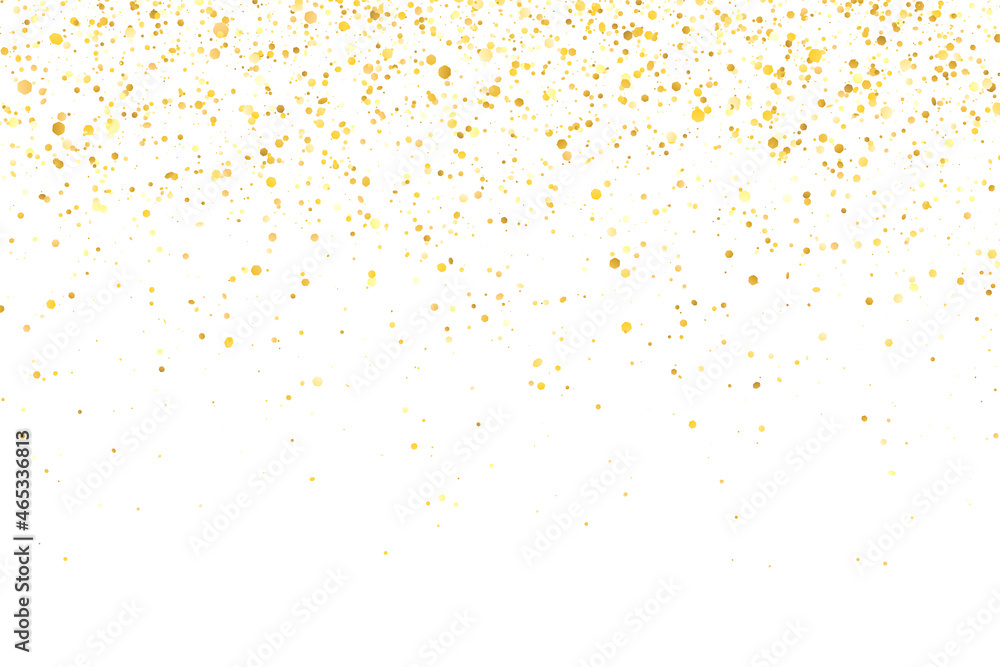 白色背景上闪闪发光的金色节日五彩纸屑。矢量