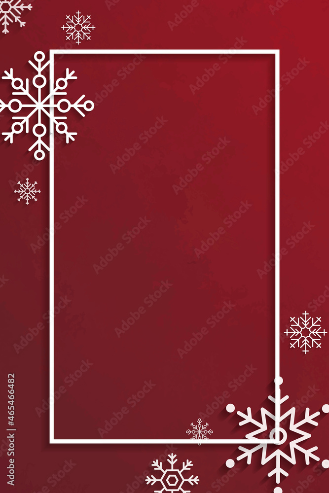 Snowflake Christmas frame design on a red background vector