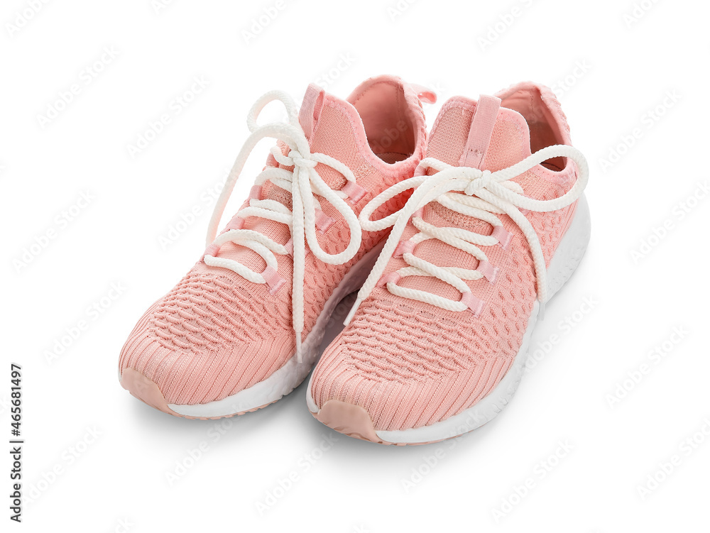 白底鞋带粉色鞋