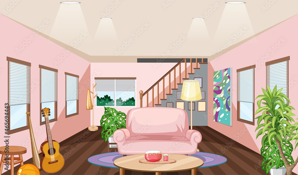 带家具的客厅室内设计