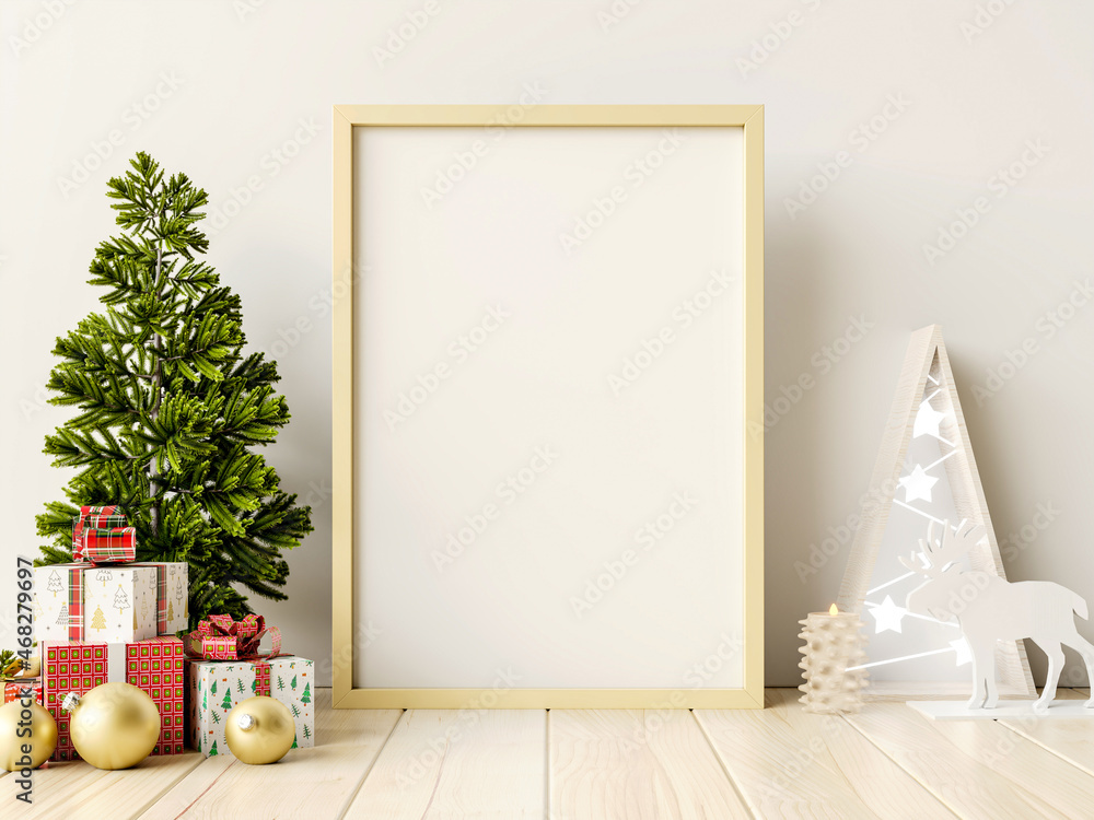 圣诞模型框架，客厅圣诞内部的模型海报。