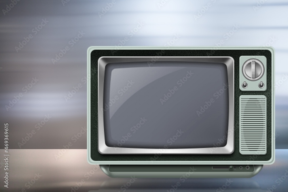 20世纪70年代的旧电视，桌上的屏幕上凌乱不堪