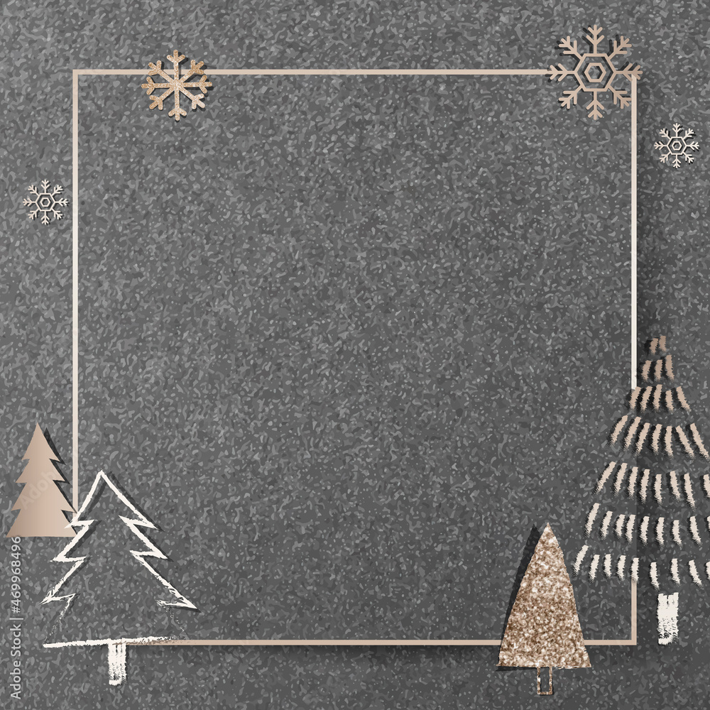 Dark Christmas gold frame background vector
