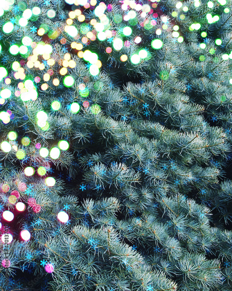 Christmas tree on blurred light