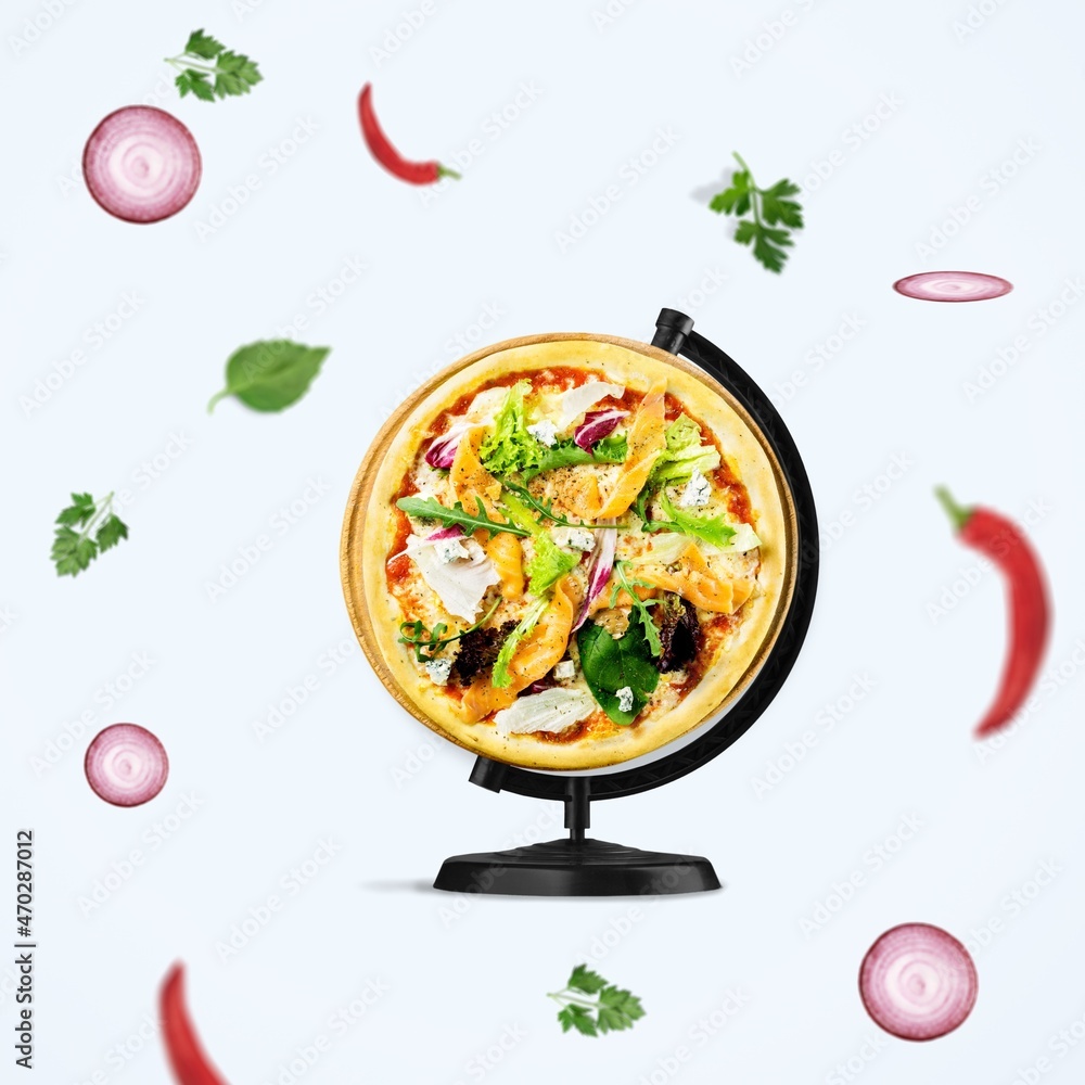 世界披萨日概念，美味的披萨大餐