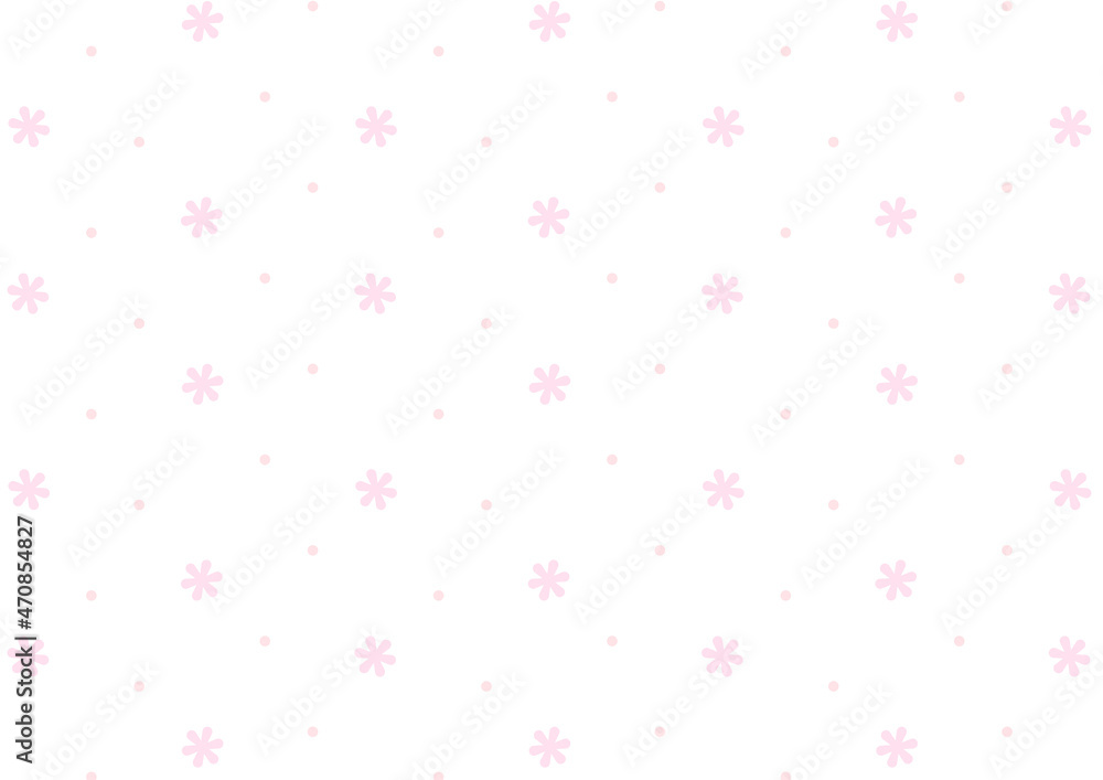 背景　白　小さな雪　ピンク
