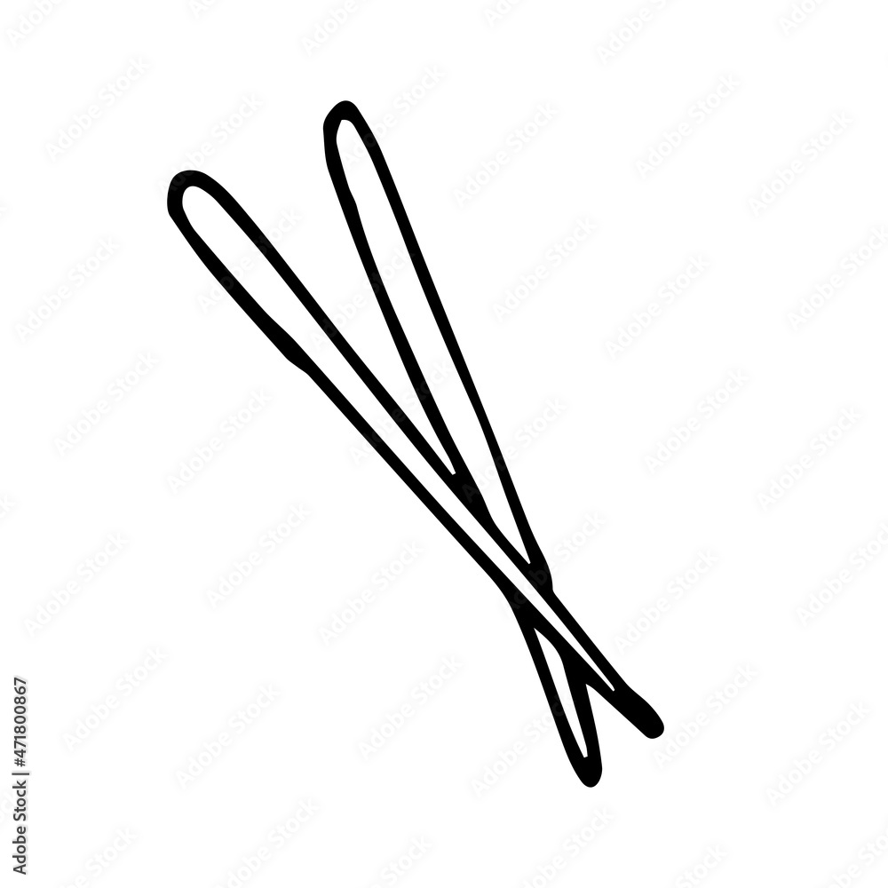 vector drawing in the style of doodle. chopsticks, Chinese chopsticks. simple drawing of cutlery.