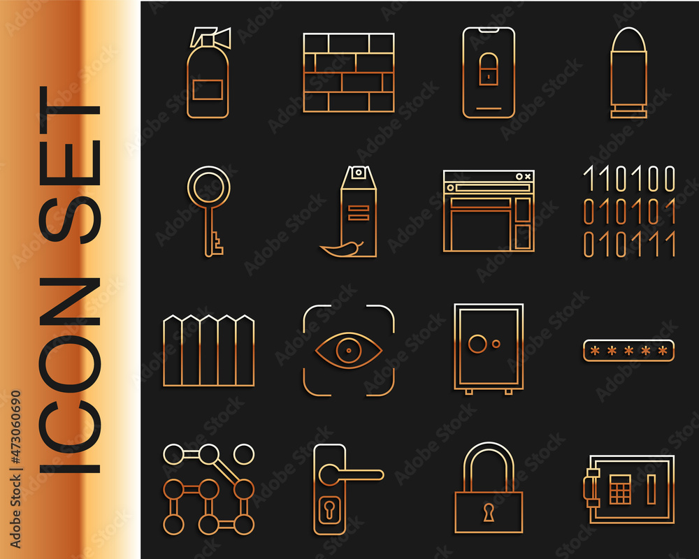 设置线路安全，密码保护，二进制代码，带封闭挂锁的手机，胡椒喷雾，旧钥匙，