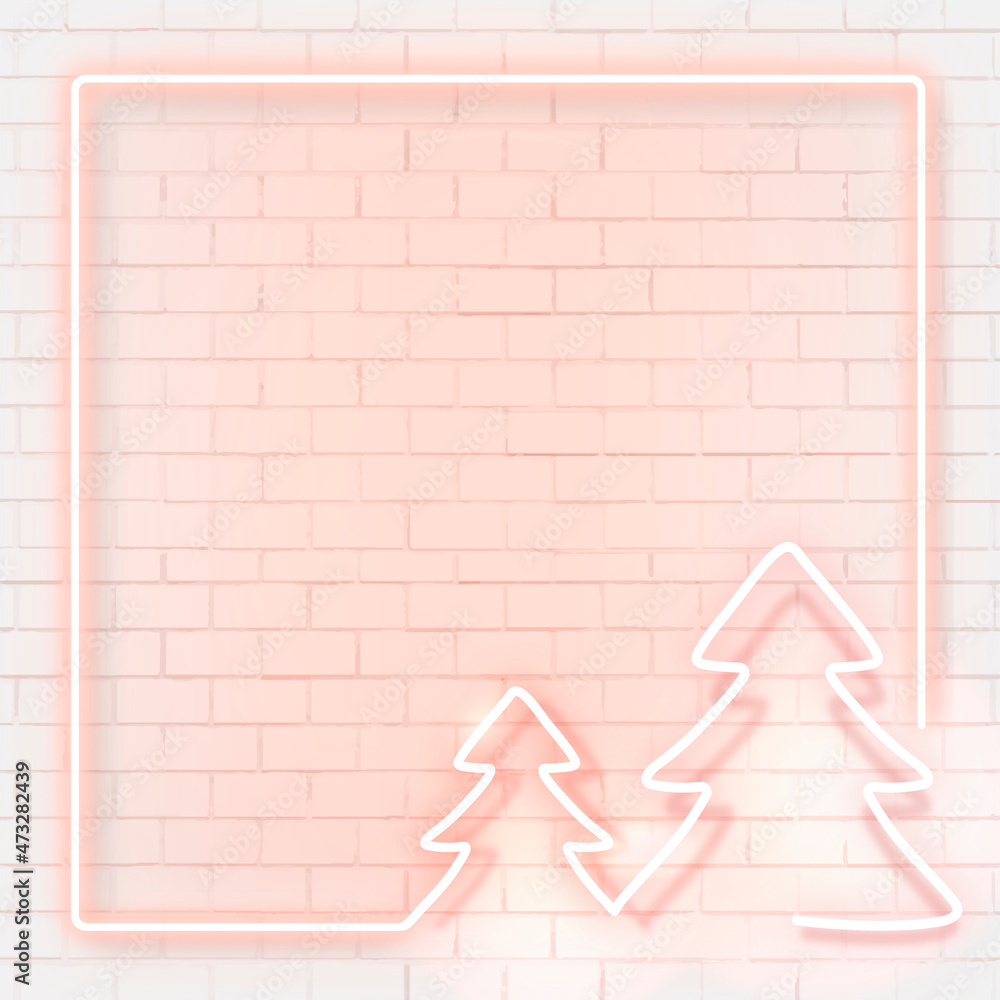 粉红色霓虹灯圣诞相框插图