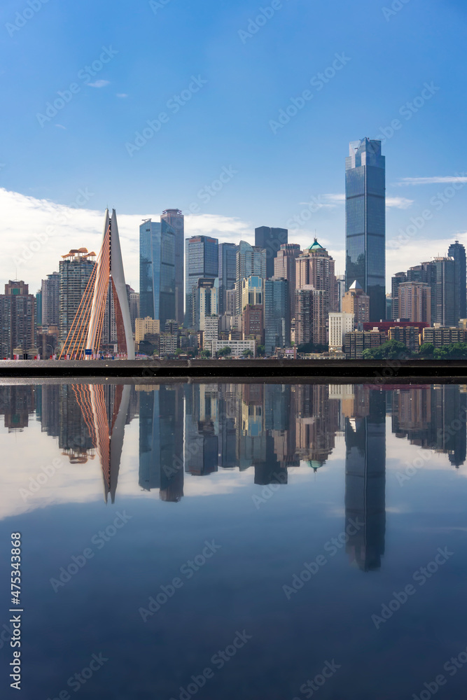 中国重庆现代都市天际线