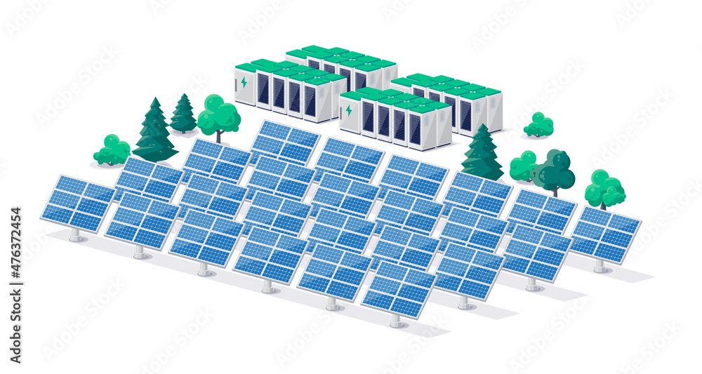 带电动太阳能电池板的可再生太阳能光伏发电站