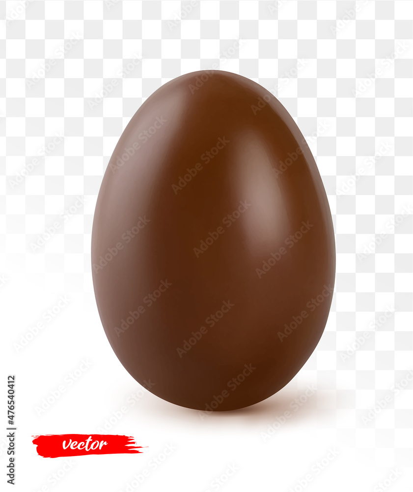 透明背景下的巧克力复活节彩蛋。巧克力的逼真矢量插图