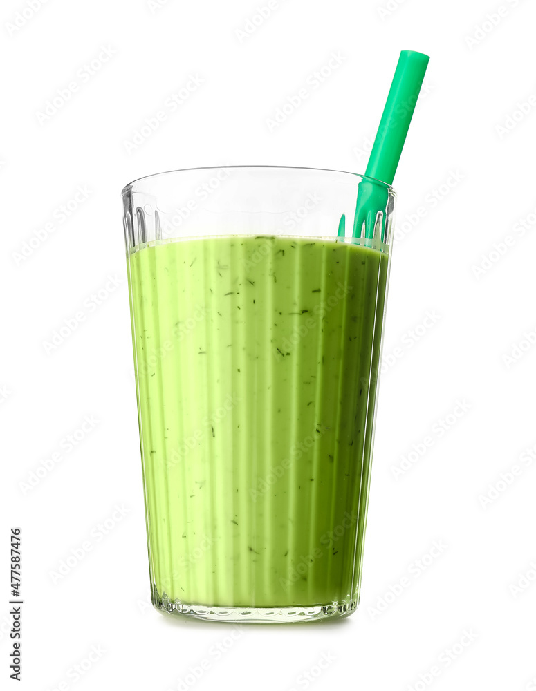 白底吸管健康绿色果汁杯