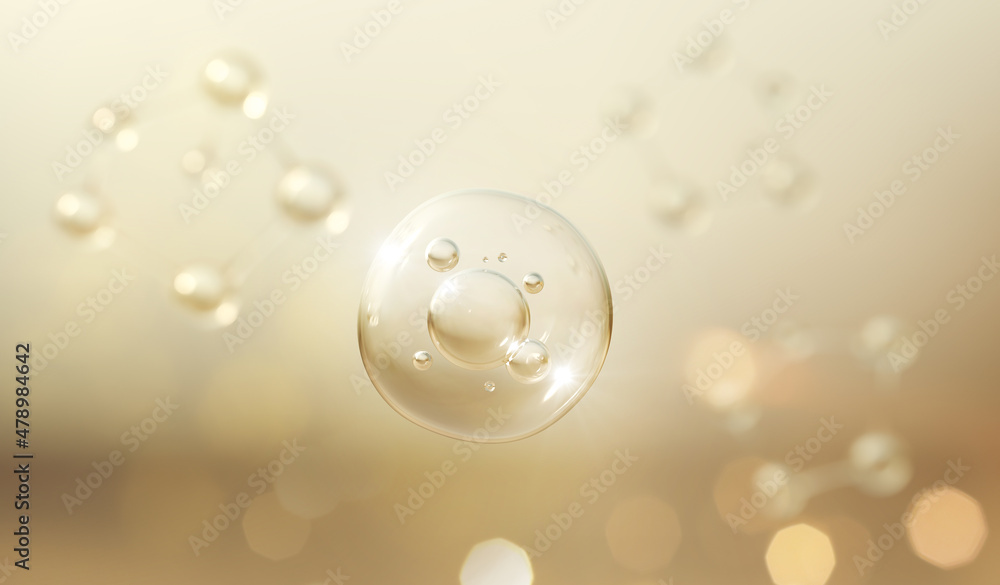 化妆品精油，液体气泡，液体气泡内的分子