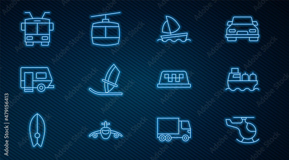 固定线直升机，油轮，游艇，帆板运动，越野露营拖车，Trolleybus，T