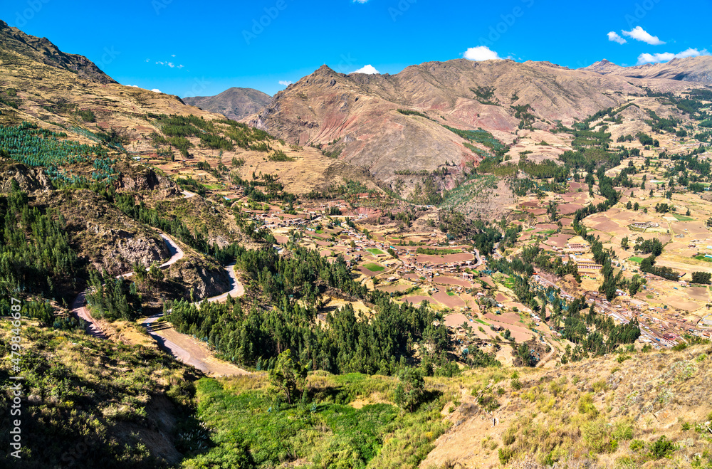 秘鲁库斯科附近的比萨克镇鸟瞰图